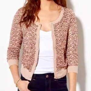 American Eagle Pink Cardigan w/ Rose-gold Sequins